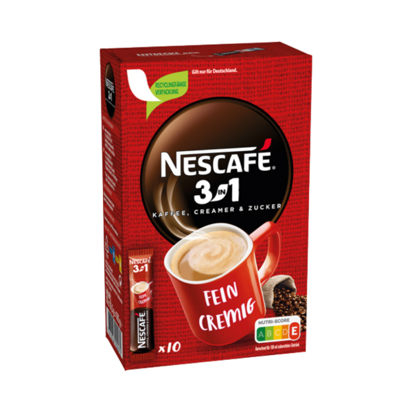 Nescafé 3in1, Löskaffee-Sticks mit Creamer & Zucker, 10 Portionen, 165g